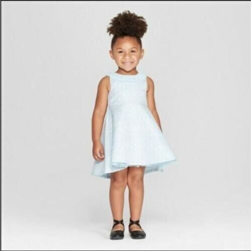 Oshkosh Toddler Girls Brocade A-Line Dress Blue/Silver 12 Months MSRP‎ $24